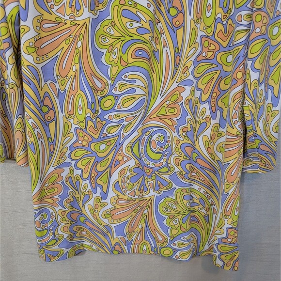 Groovy 60s 70s Multicolored Psychedelic Paisley Long Sleeve Tunic XL Hippie - Picture 10 of 12